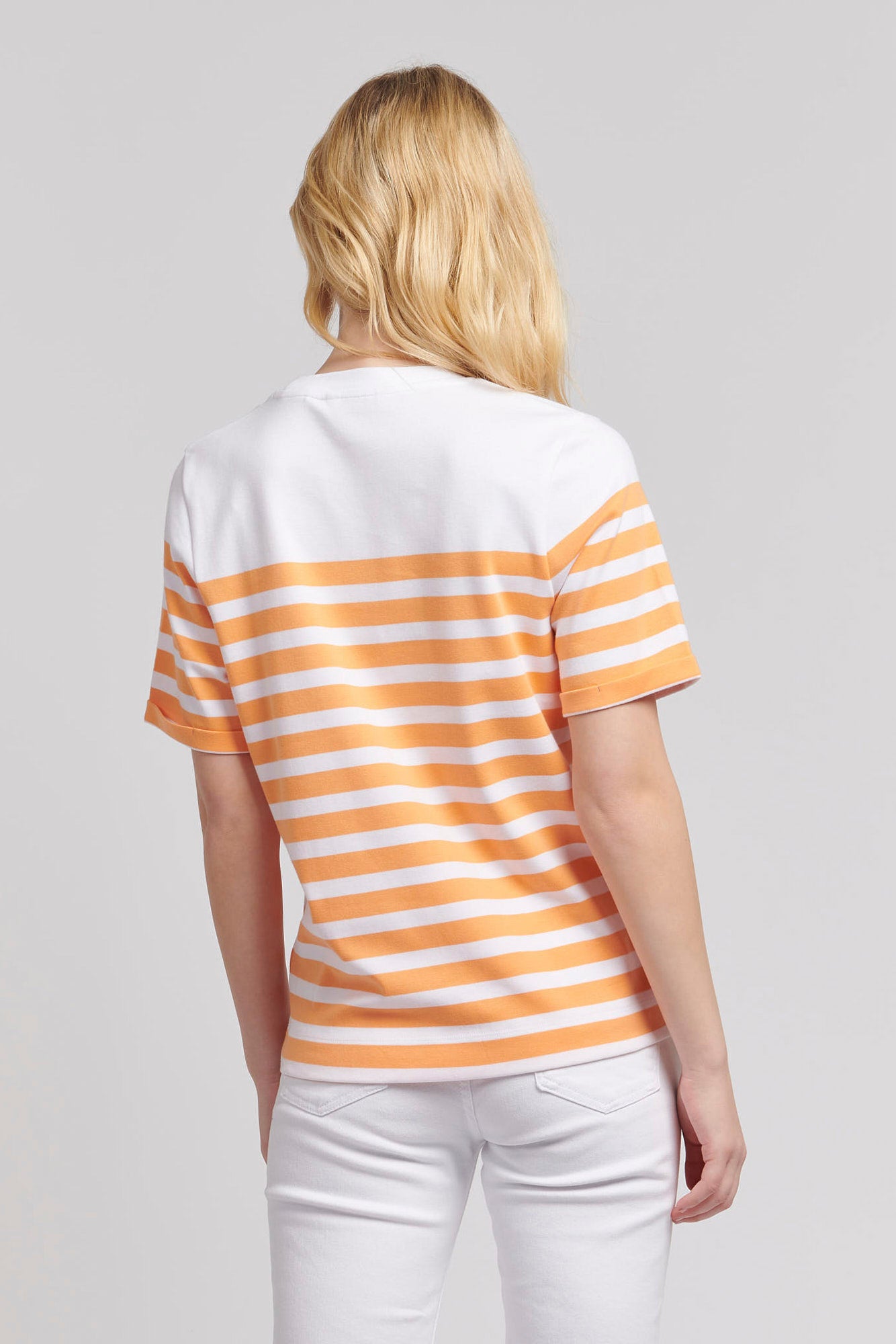 Womens Regular Fit Stripe T-Shirt in Mock Orange