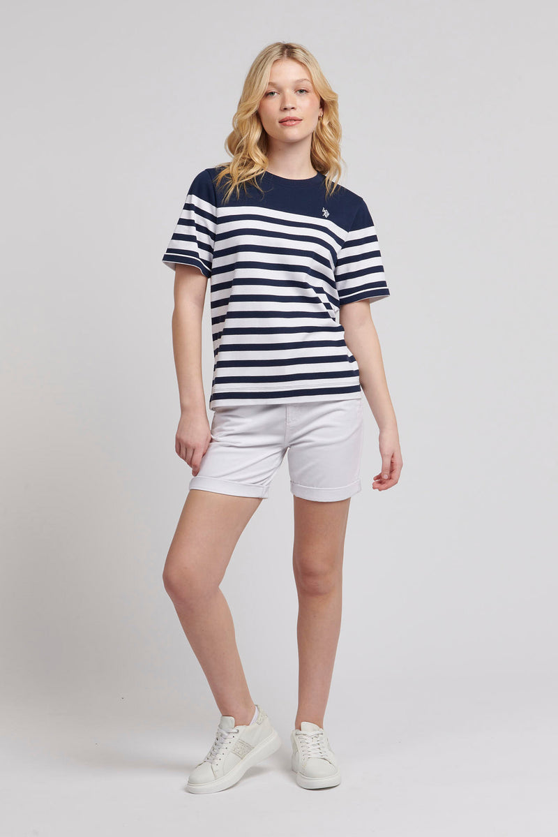 Womens Regular Fit Stripe T-Shirt in Navy Iris