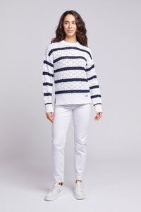 Womens Regular Fit Pointelle Knit Jumper in Bright White