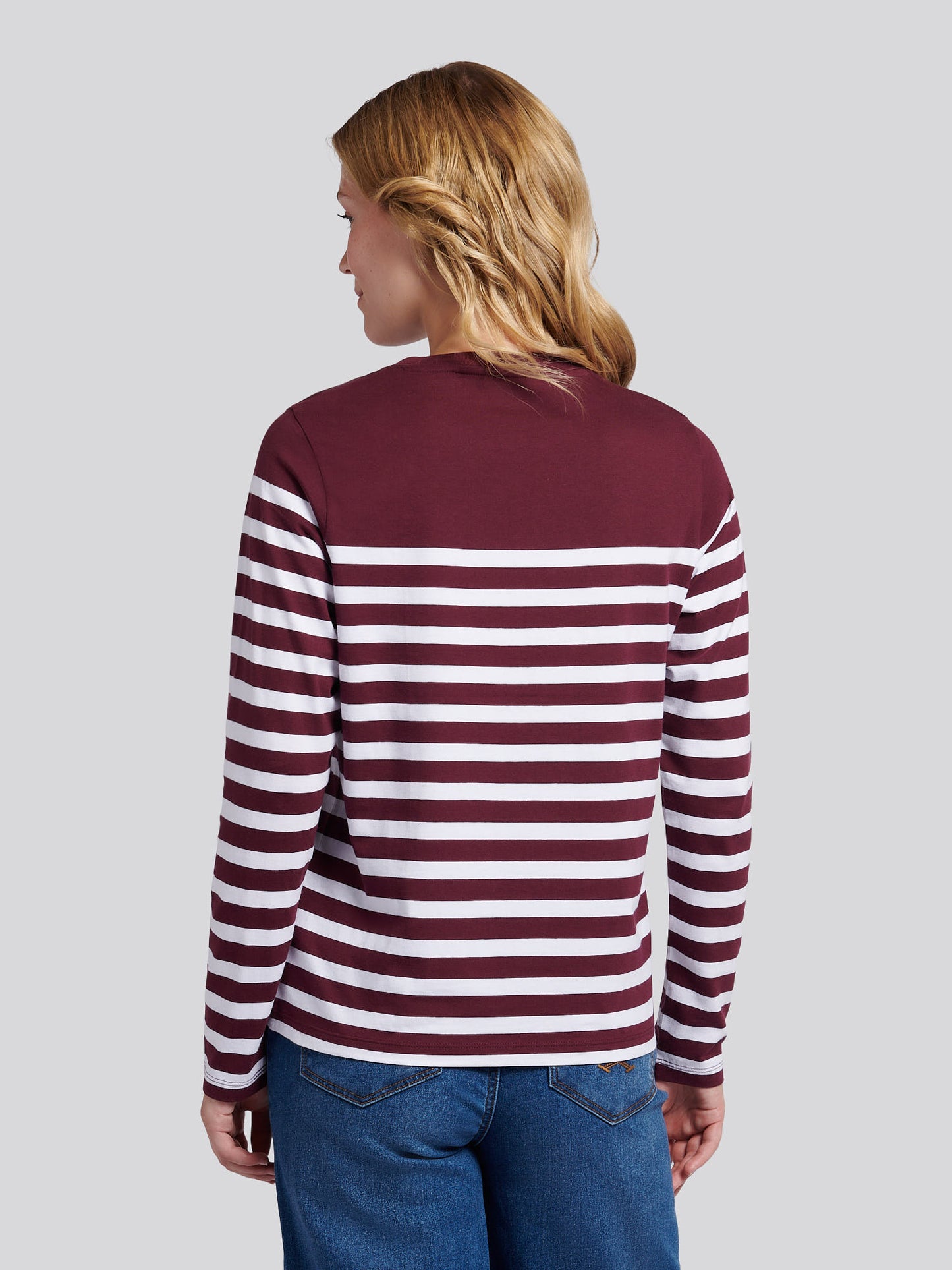 Womens Stripe Long Sleeve T-Shirt in Fig