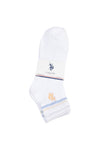 Womens 3 Pack Ankle Socks - Tri Stripe in Bright White