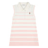 Womens Stripe Sleeveless Polo Shirt in Marshmallow