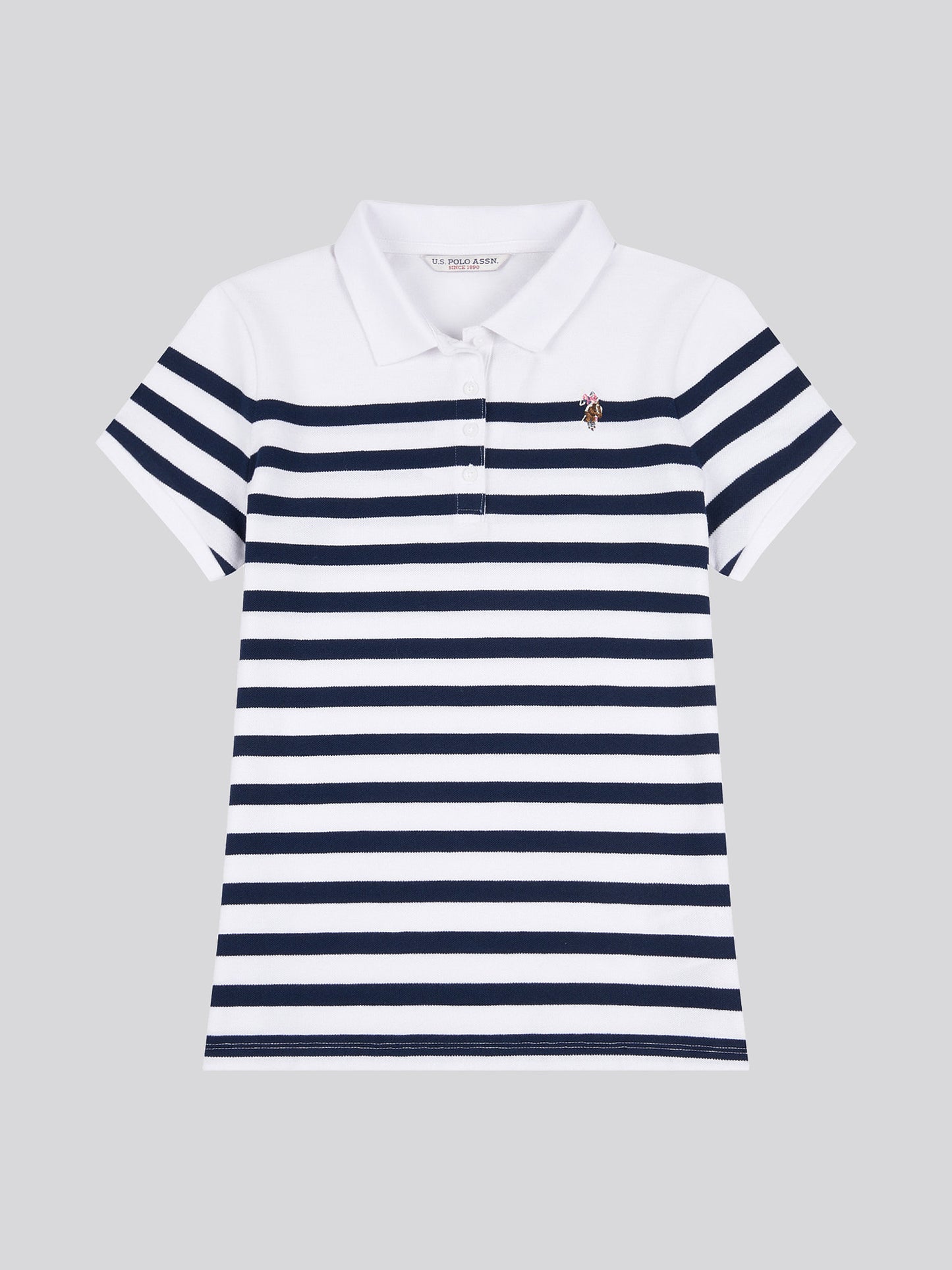 Womens Regular Fit Engineered Stripe Polo Shirt in Navy Iris