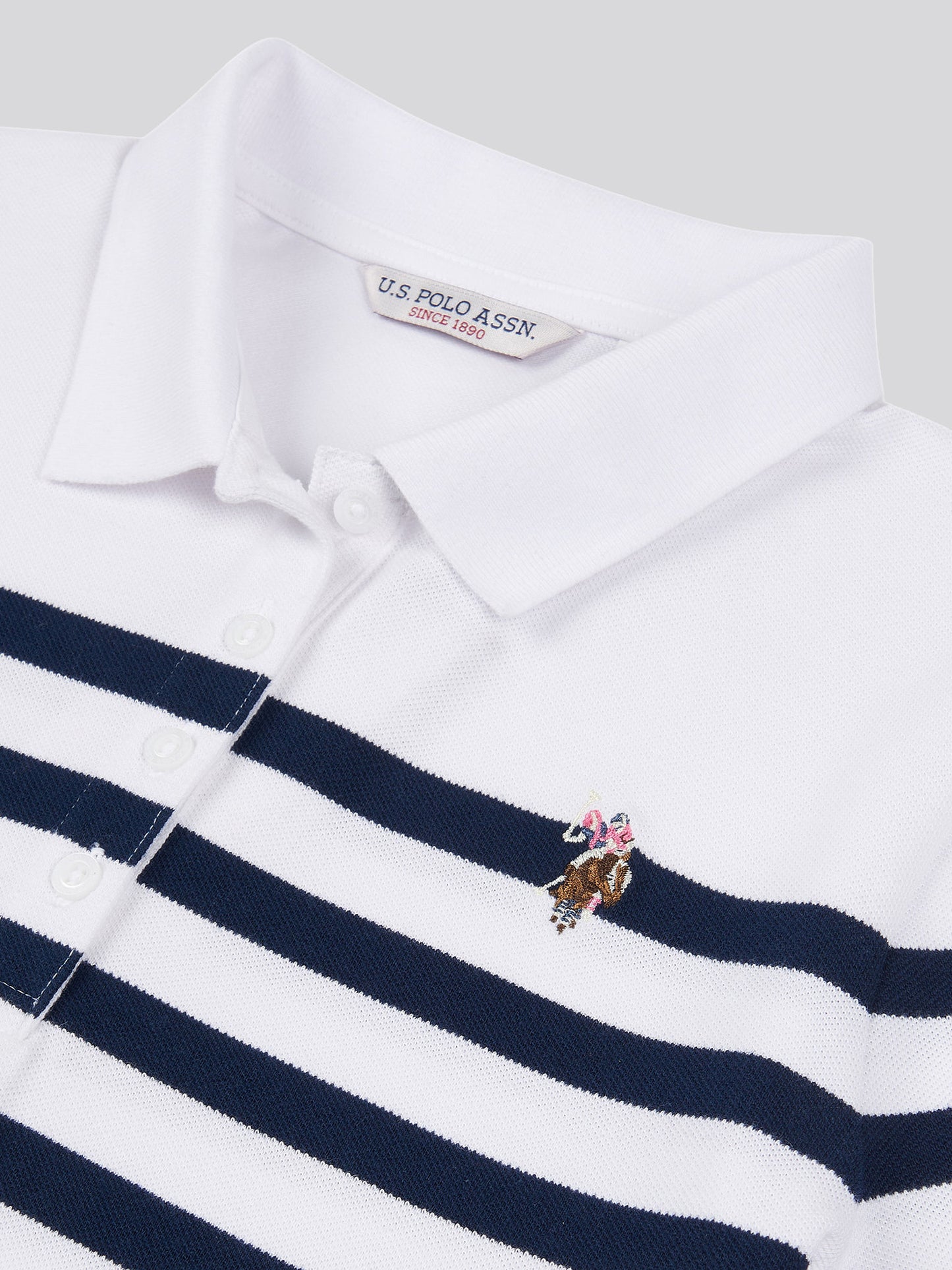 Womens Regular Fit Engineered Stripe Polo Shirt in Navy Iris