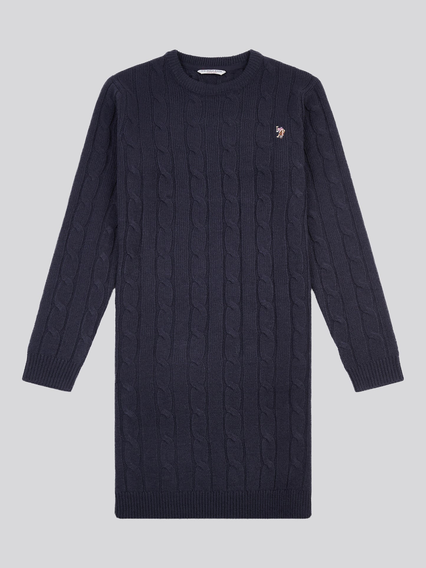Womens Cable Knit Dress in Navy Iris