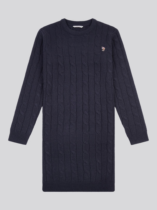 Womens Cable Knit Dress in Navy Iris