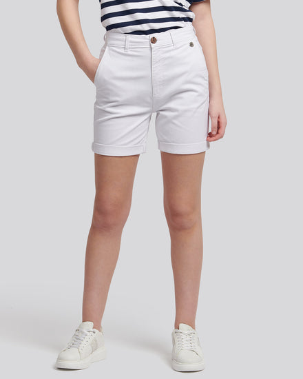 Womens Turn Up Chino Short in Bright White
