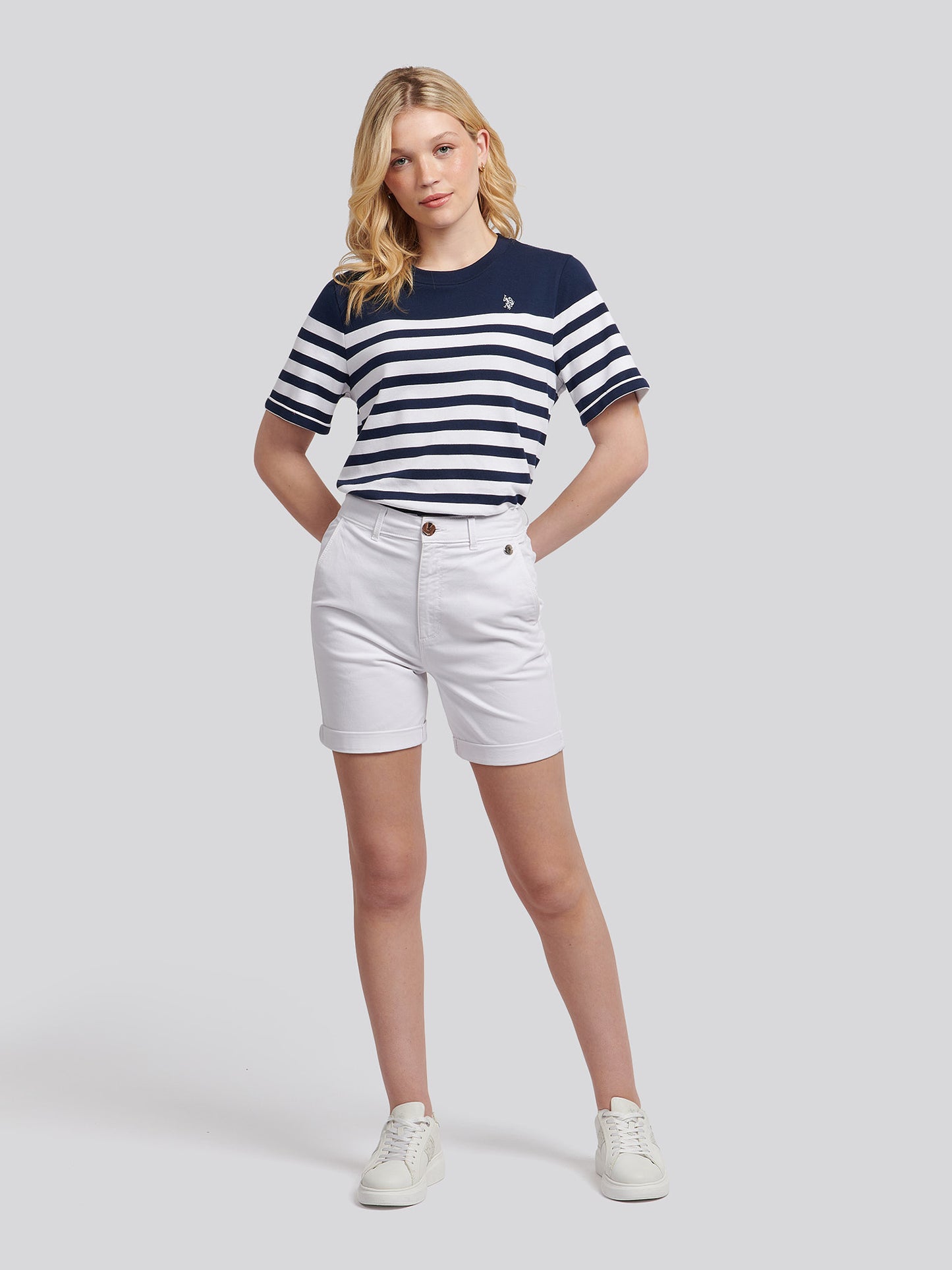 Womens Turn Up Chino Short in Bright White