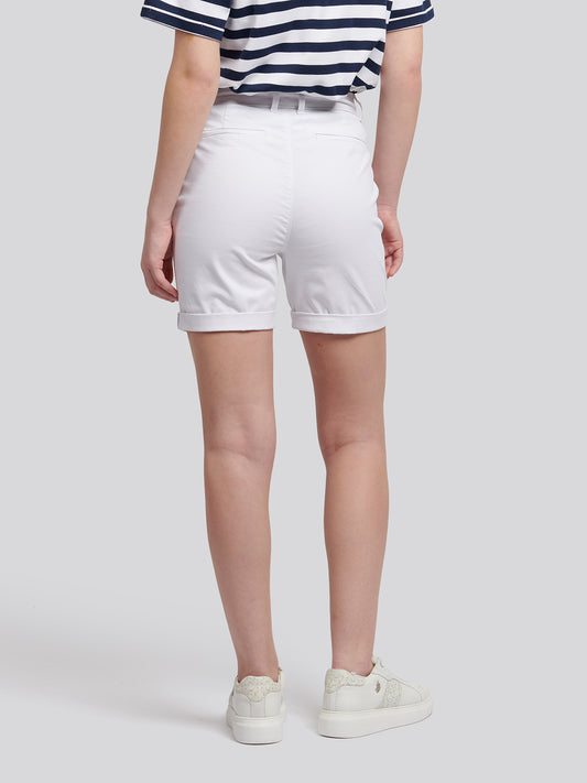 Womens Turn Up Chino Short in Bright White