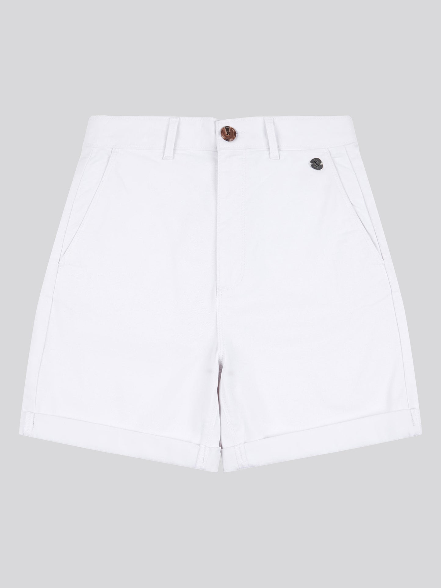 Womens Turn Up Chino Short in Bright White