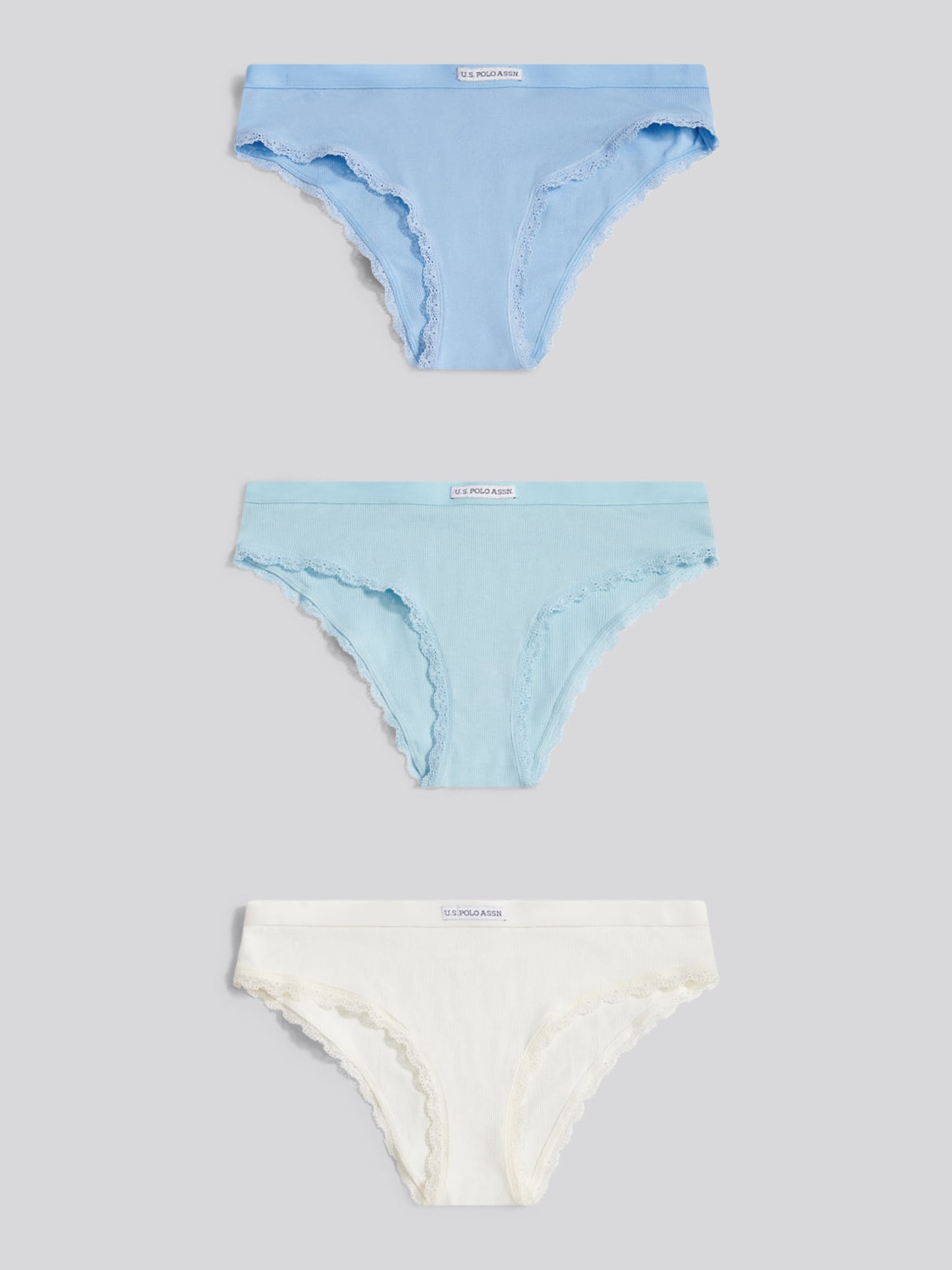 Womens 3 Pack Lace Trim Bikini Brief in Aquamarine