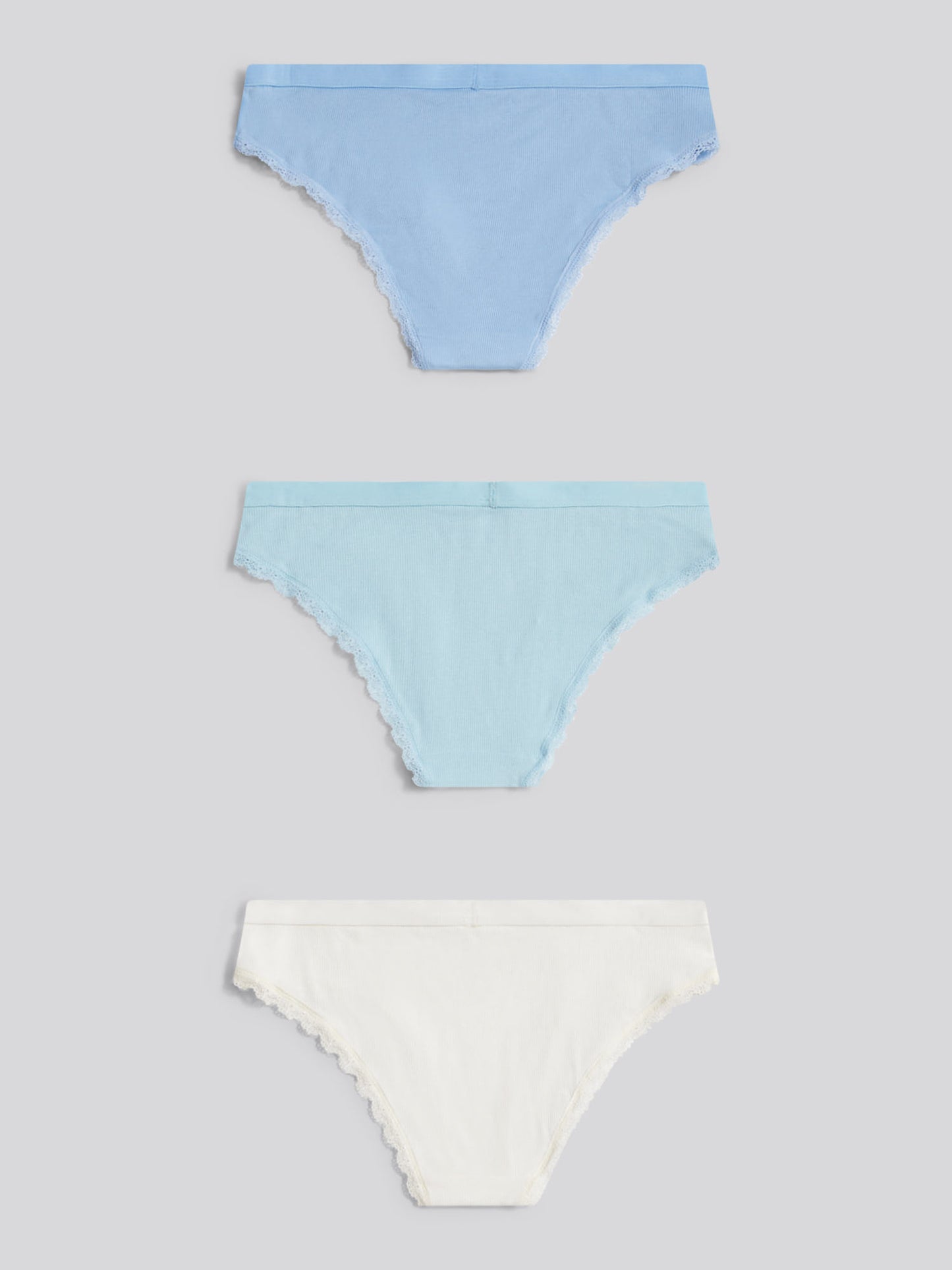 Womens 3 Pack Lace Trim Bikini Brief in Aquamarine