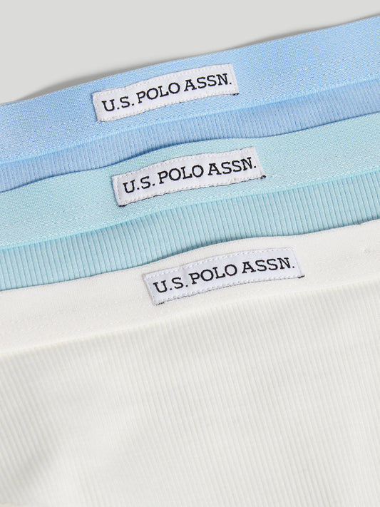 Womens 3 Pack Lace Trim Bikini Brief in Aquamarine