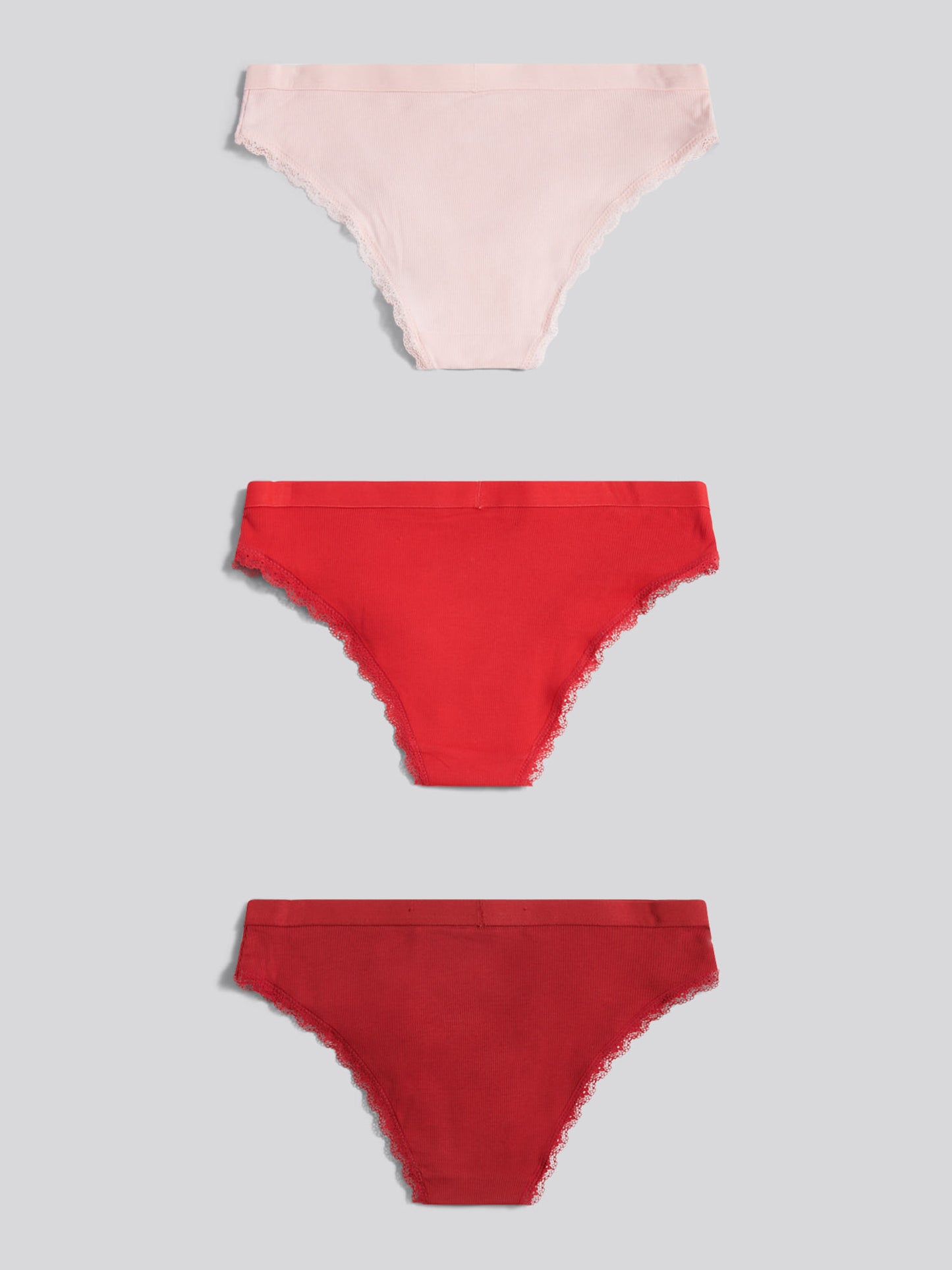 Womens 3 Pack Lace Trim Bikini Brief in Pink Dogwood