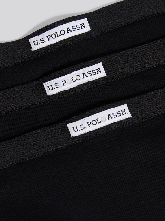 Womens 3 Pack Lace Trim Bikini Brief in Black/Black