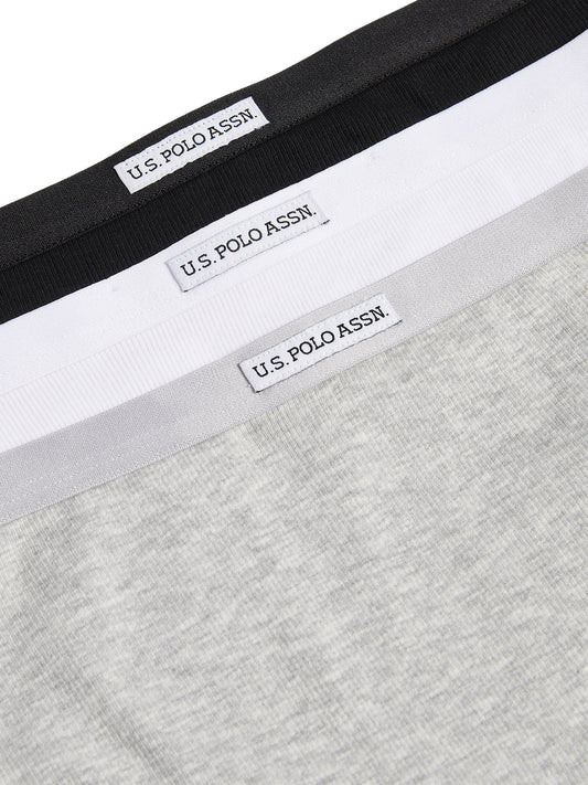 Womens 3 Pack Lace Trim Rib Shortie in Black / White / Grey