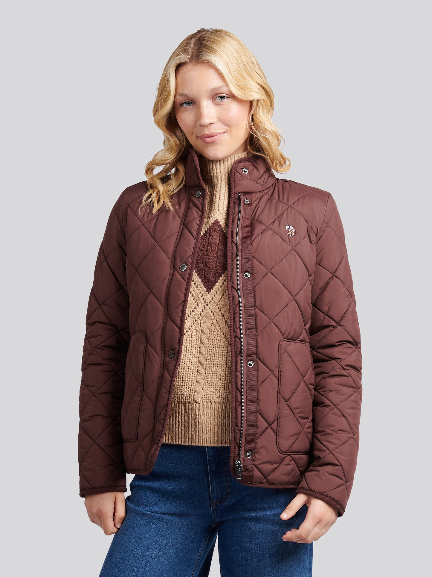 Womens Lightweight Quilted Jacket in Puce
