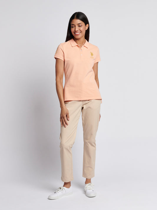 Womens Gold Player 3 Polo Shirt in Peach Nectar