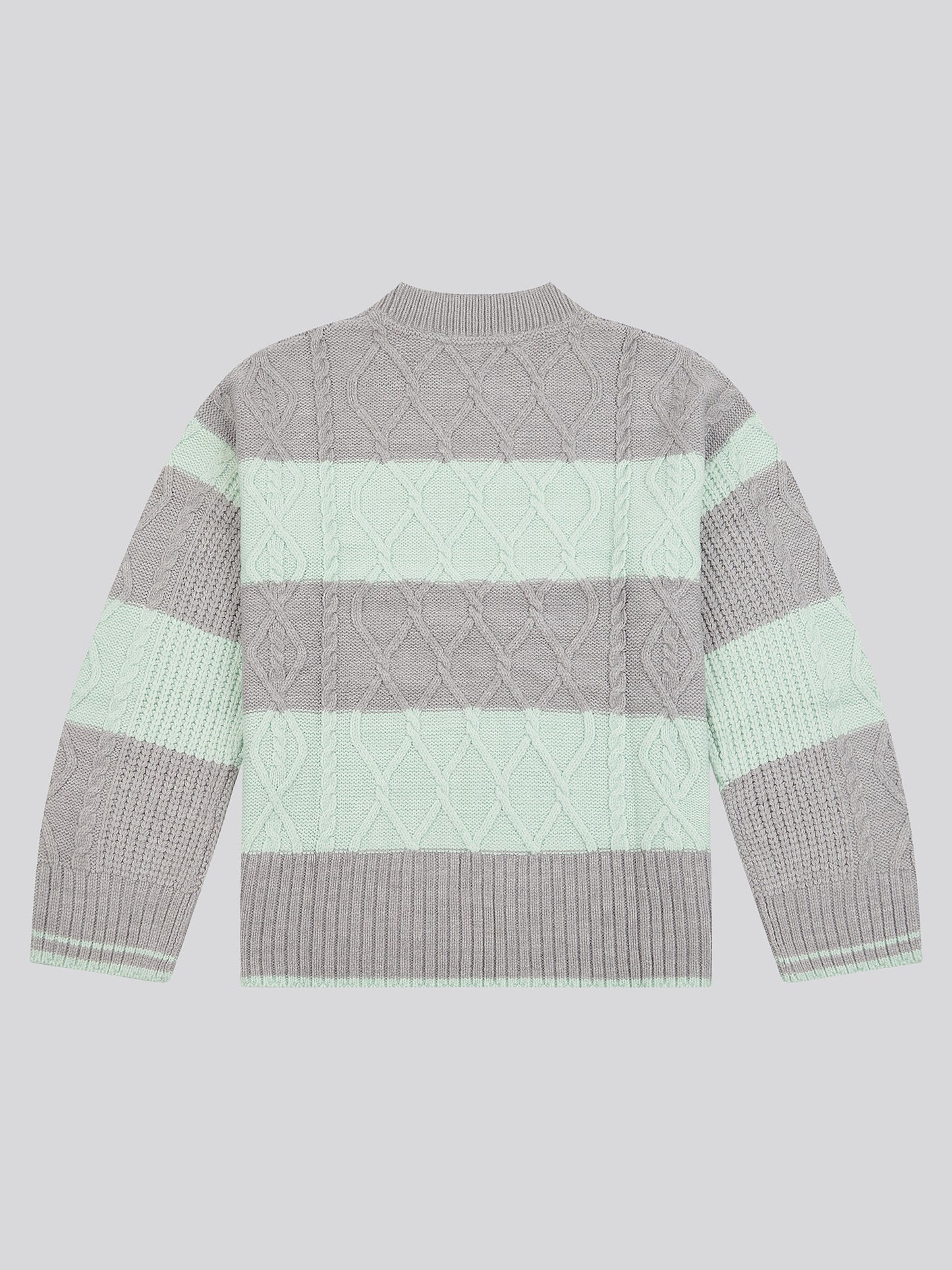 Womens Mixed Cable Stripe Jumper in Surf Spray