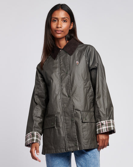 Womens Waxed Cotton Short Parka in Chimera