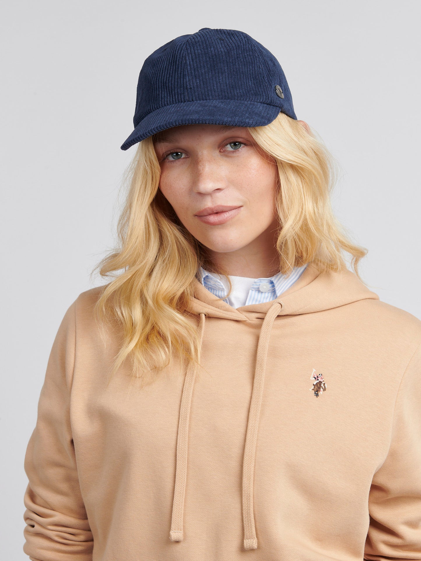 Womens Corduroy Casual Cap in Navy Iris