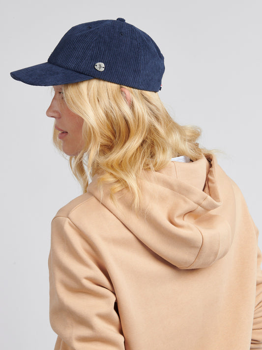 Womens Corduroy Casual Cap in Navy Iris