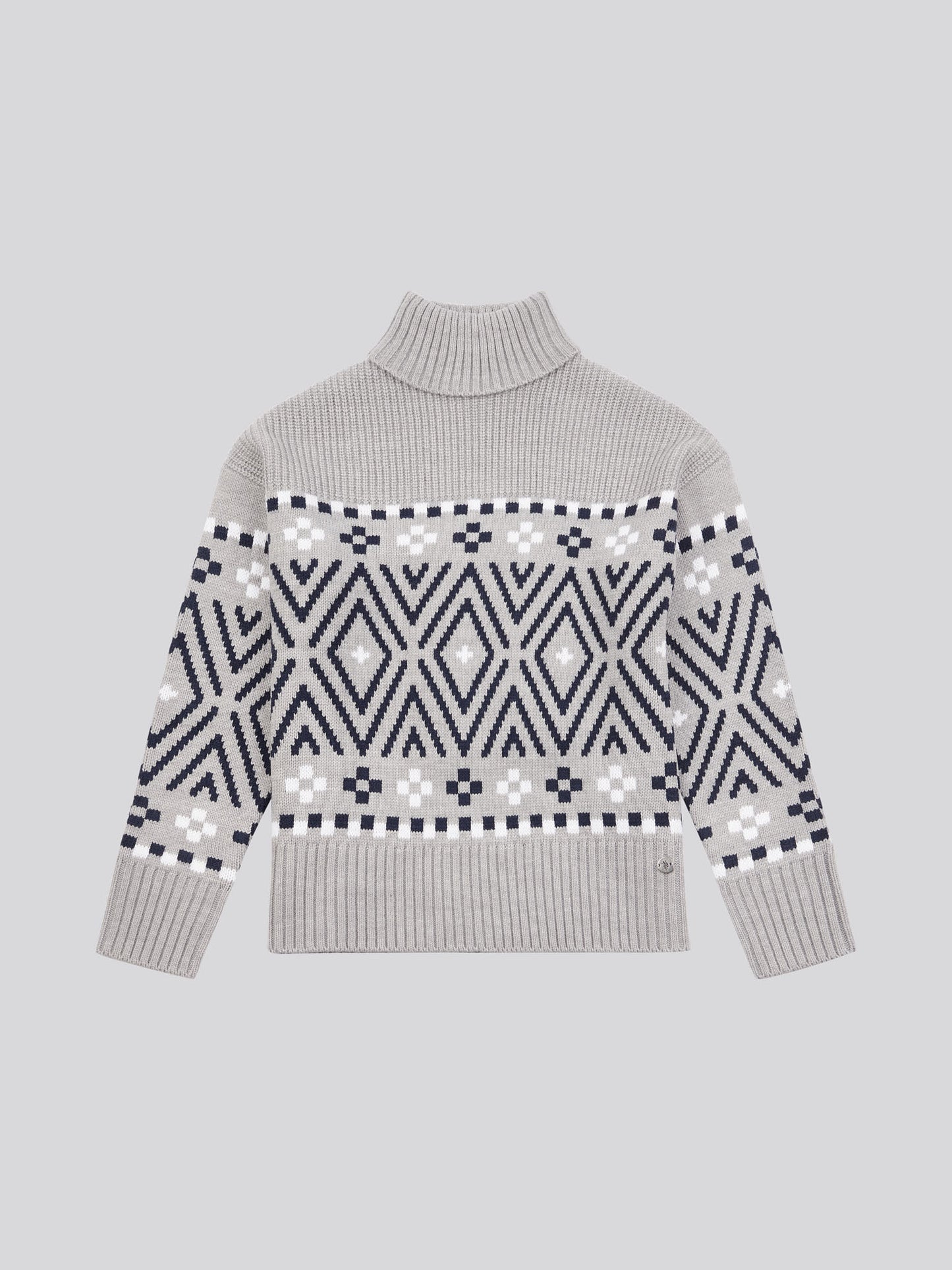 Womens Large Fairisle Jumper in Pearl Grey Marl