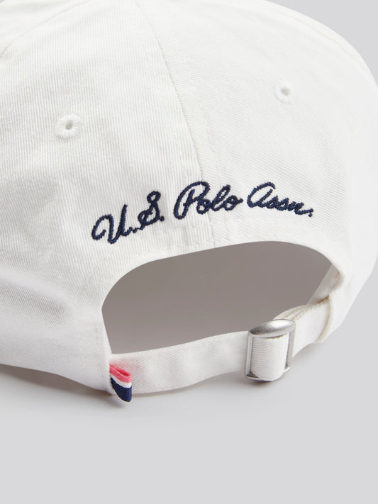 Womens Double Horsemen Washed Casual Cap in Marshmallow