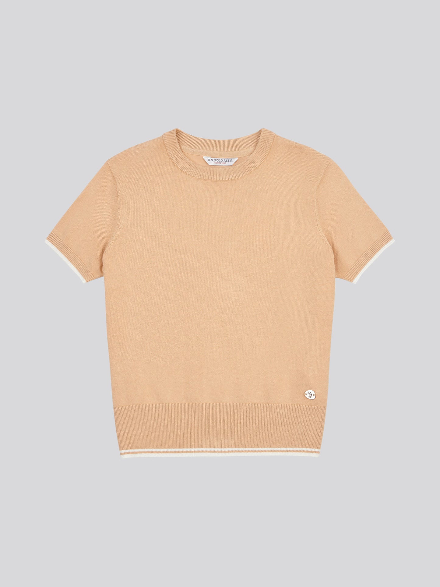 Womens Crew Neck Short Sleeve Jumper in Cuban Sand