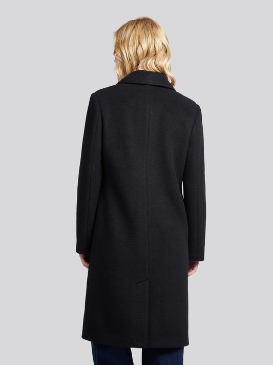 Womens Wool Blend Double Breasted Coat in Black