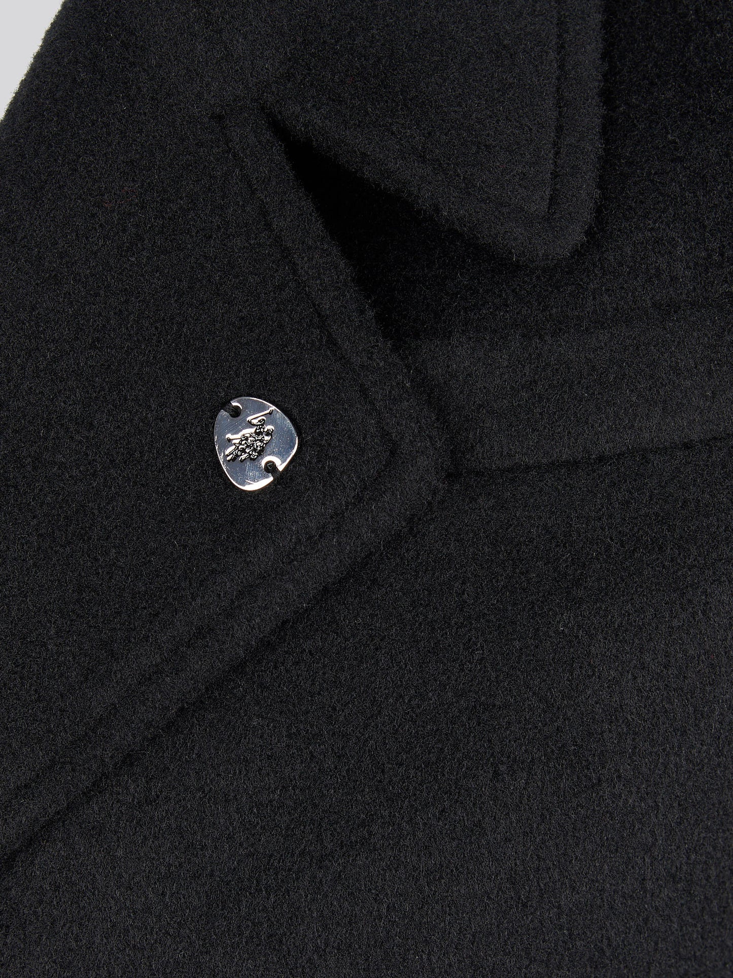 Womens Wool Blend Double Breasted Coat in Black