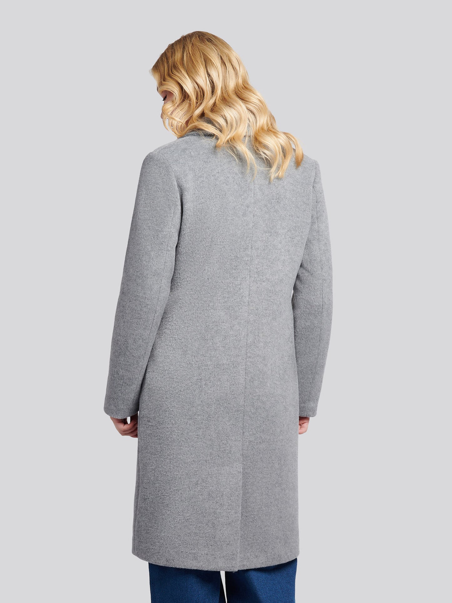 Womens Wool Blend Double Breasted Coat in Silver Filigree