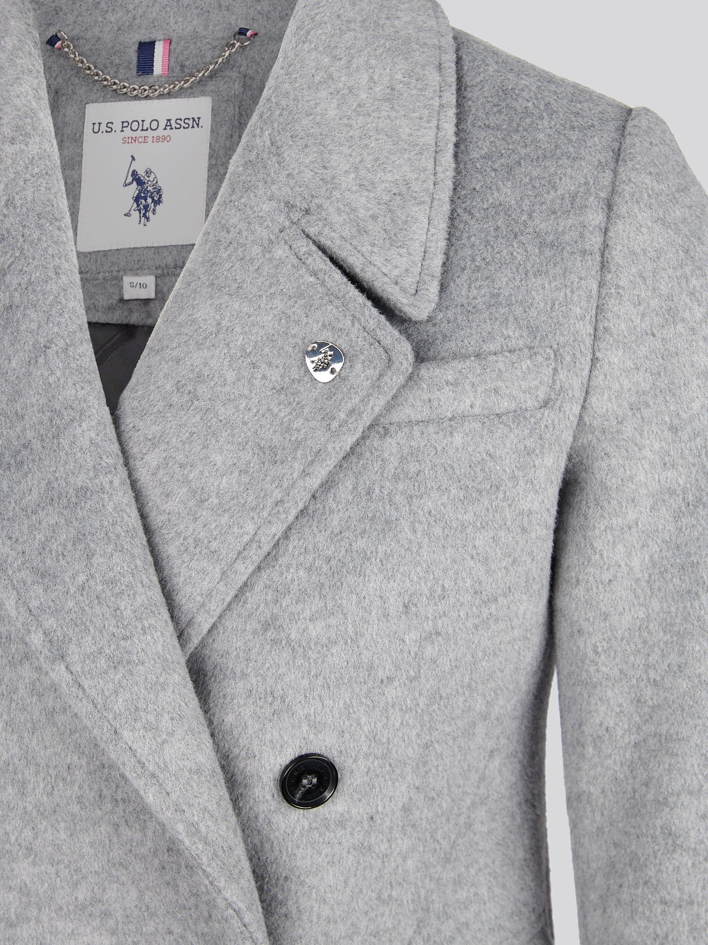 Womens Wool Blend Double Breasted Coat in Silver Filigree