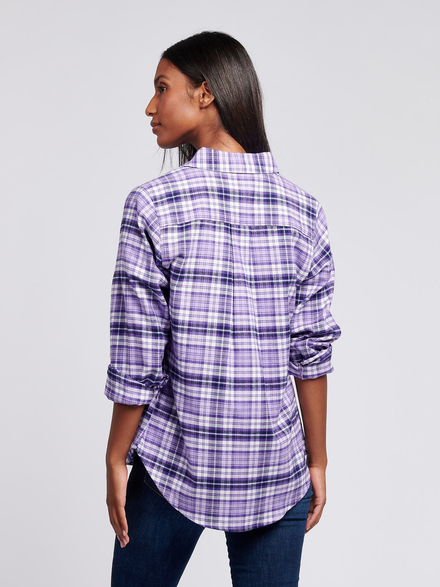 Women’s Loose Fit Brushed Check Shirt in Viola