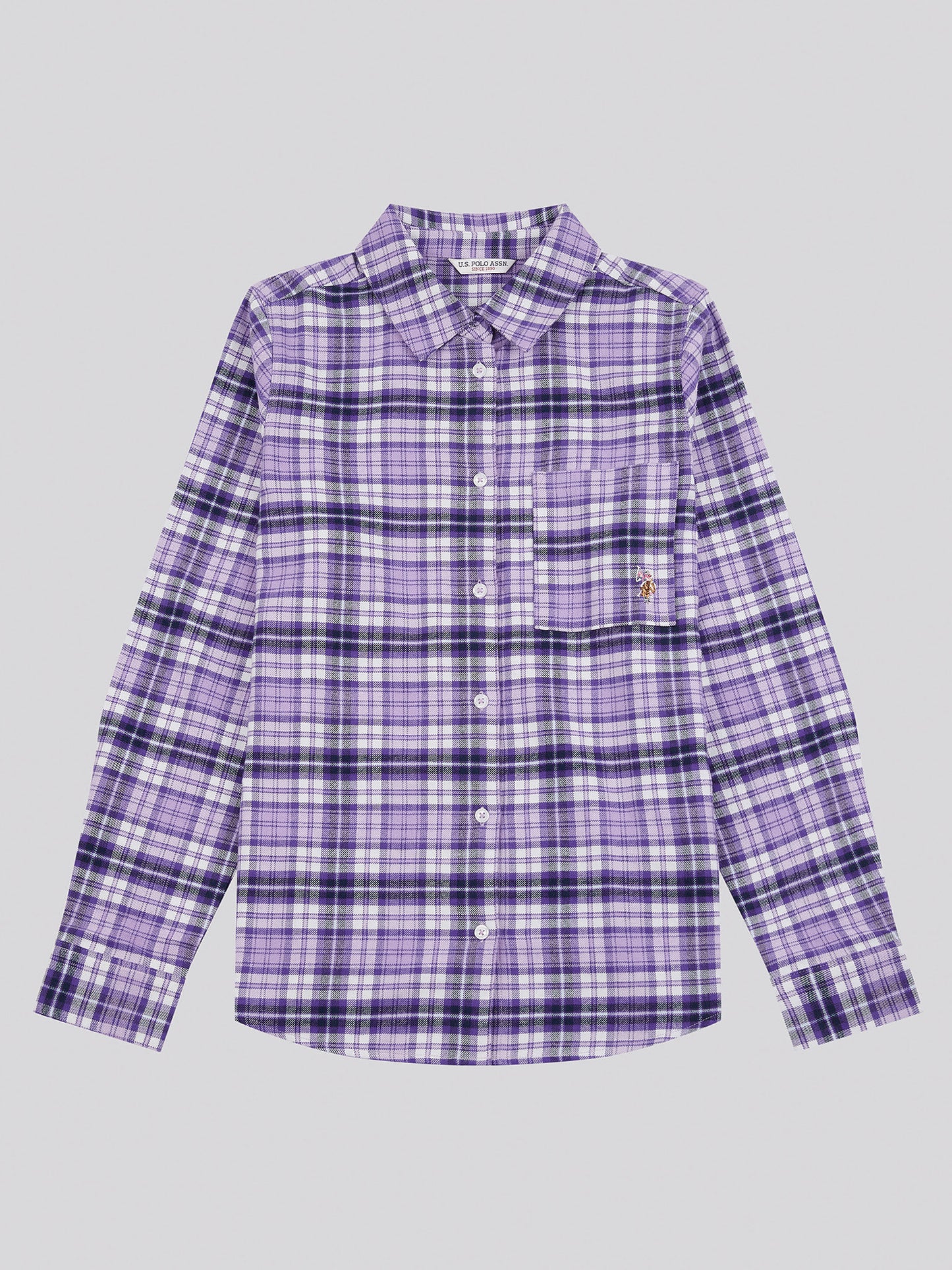Women’s Loose Fit Brushed Check Shirt in Viola
