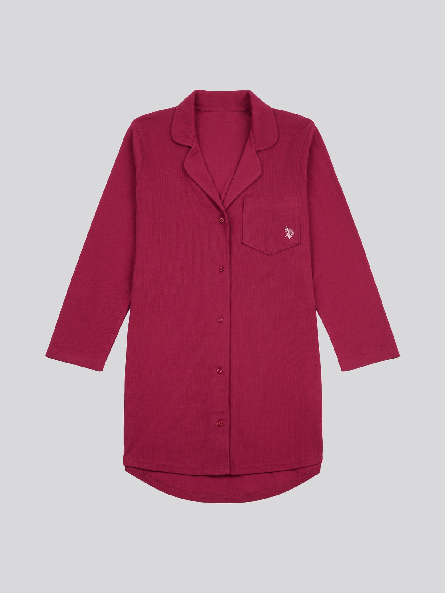 Womens Supersoft Rib Pyjama Shirt in Beet Red