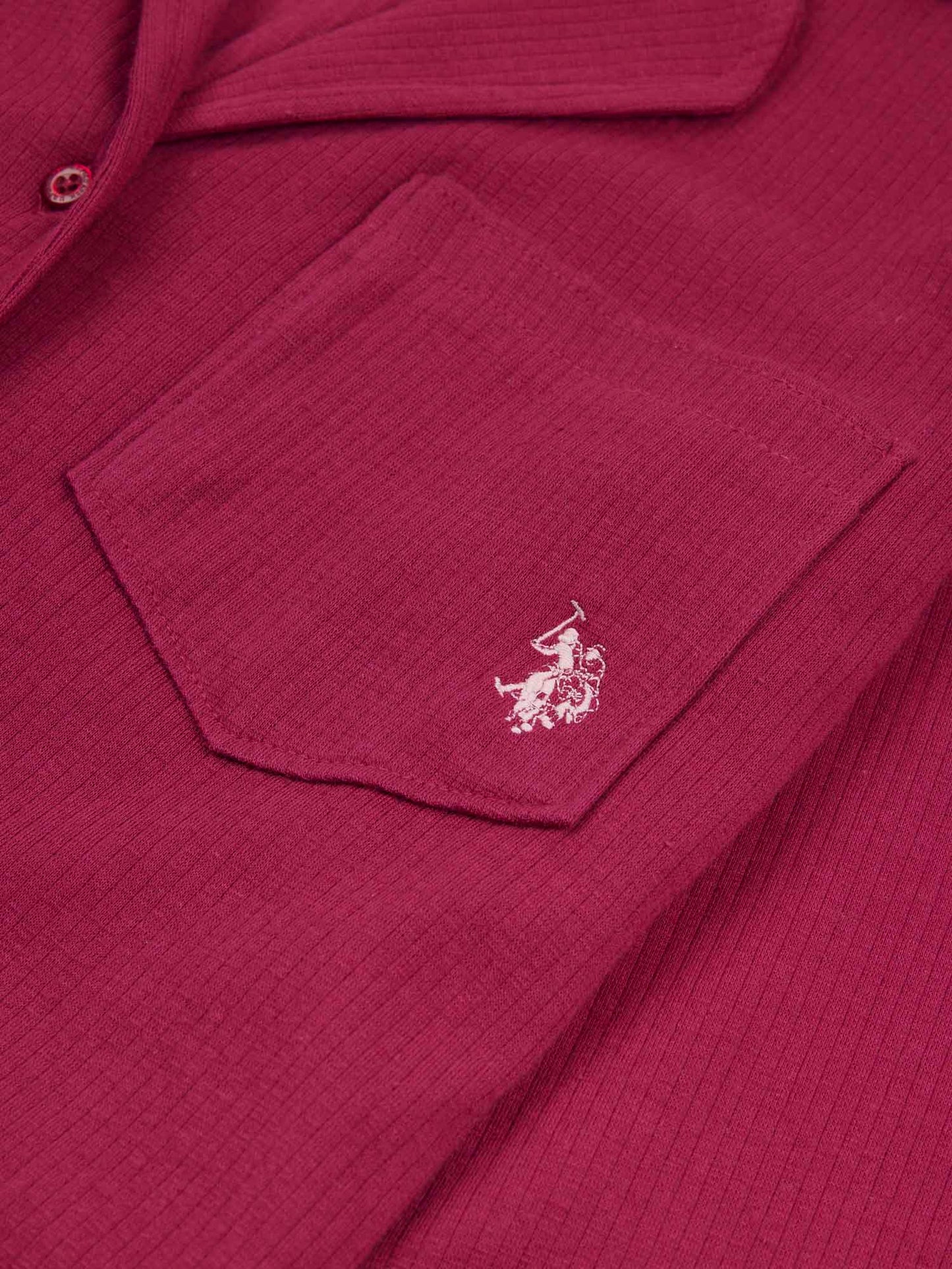 Womens Supersoft Rib Pyjama Shirt in Beet Red