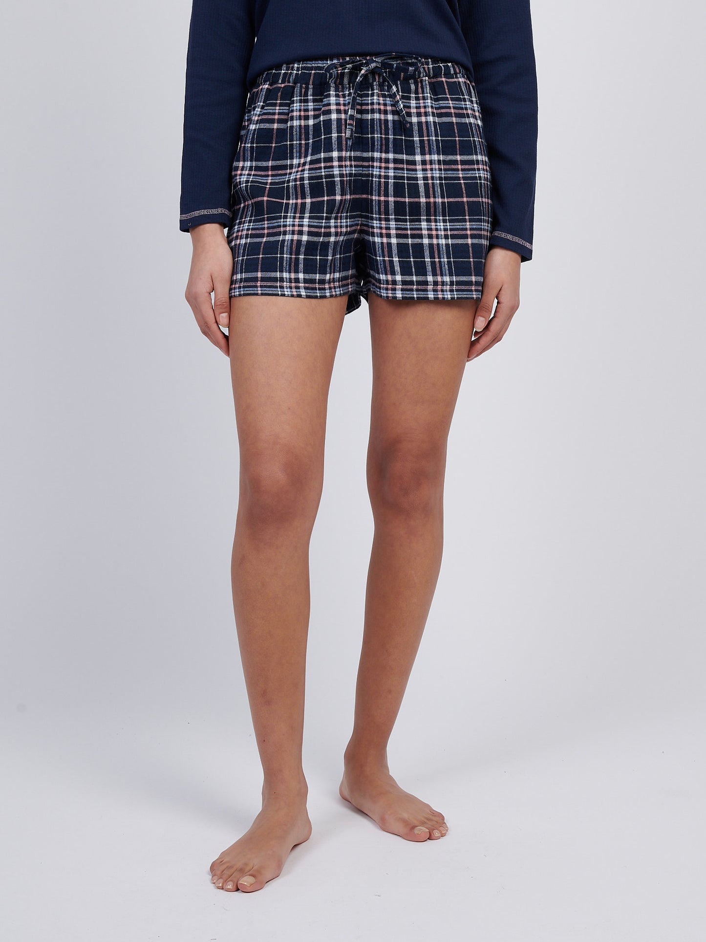 Womens Plaid Short Pyjama Set in Navy Iris