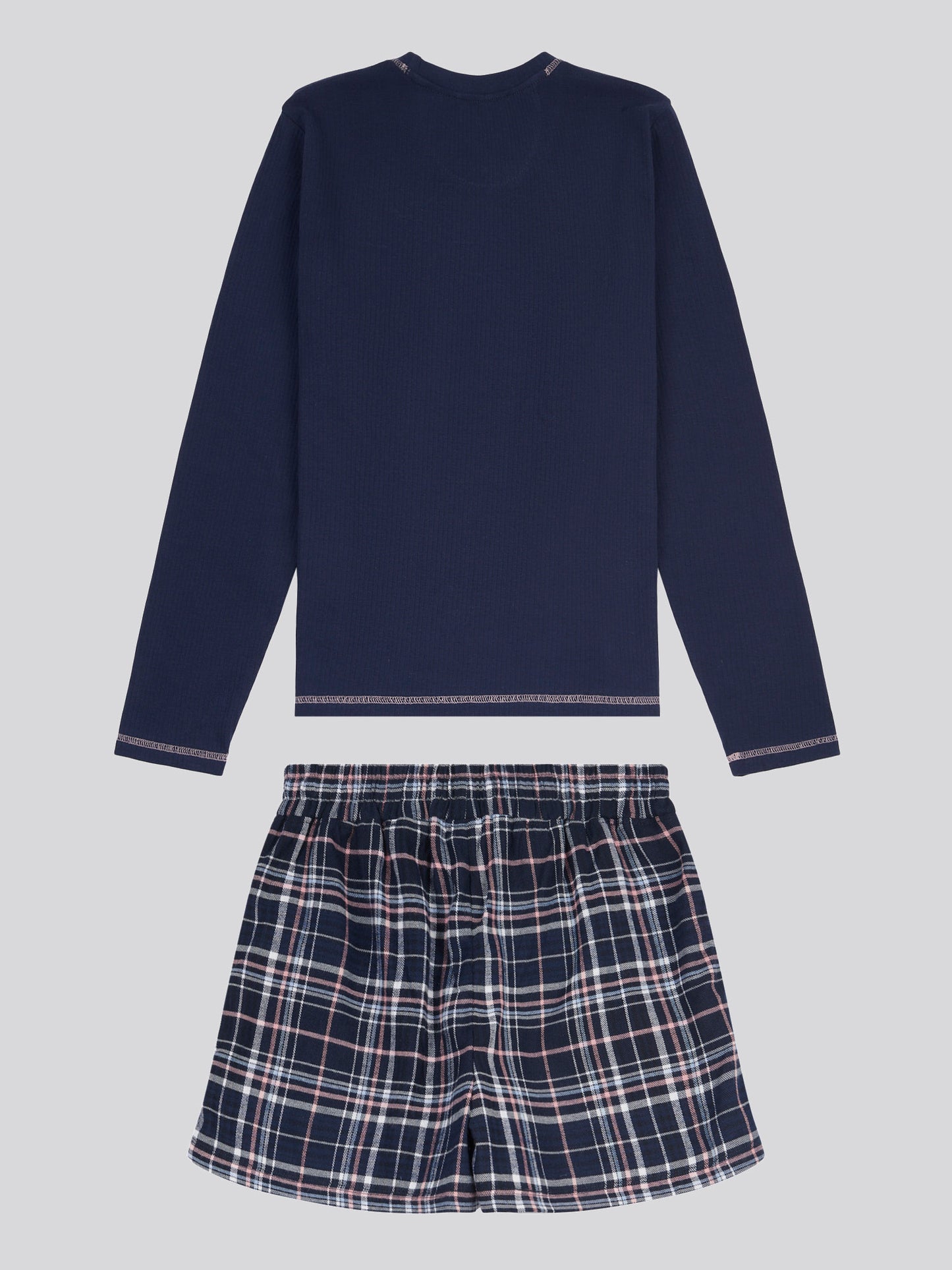 Womens Plaid Short Pyjama Set in Navy Iris