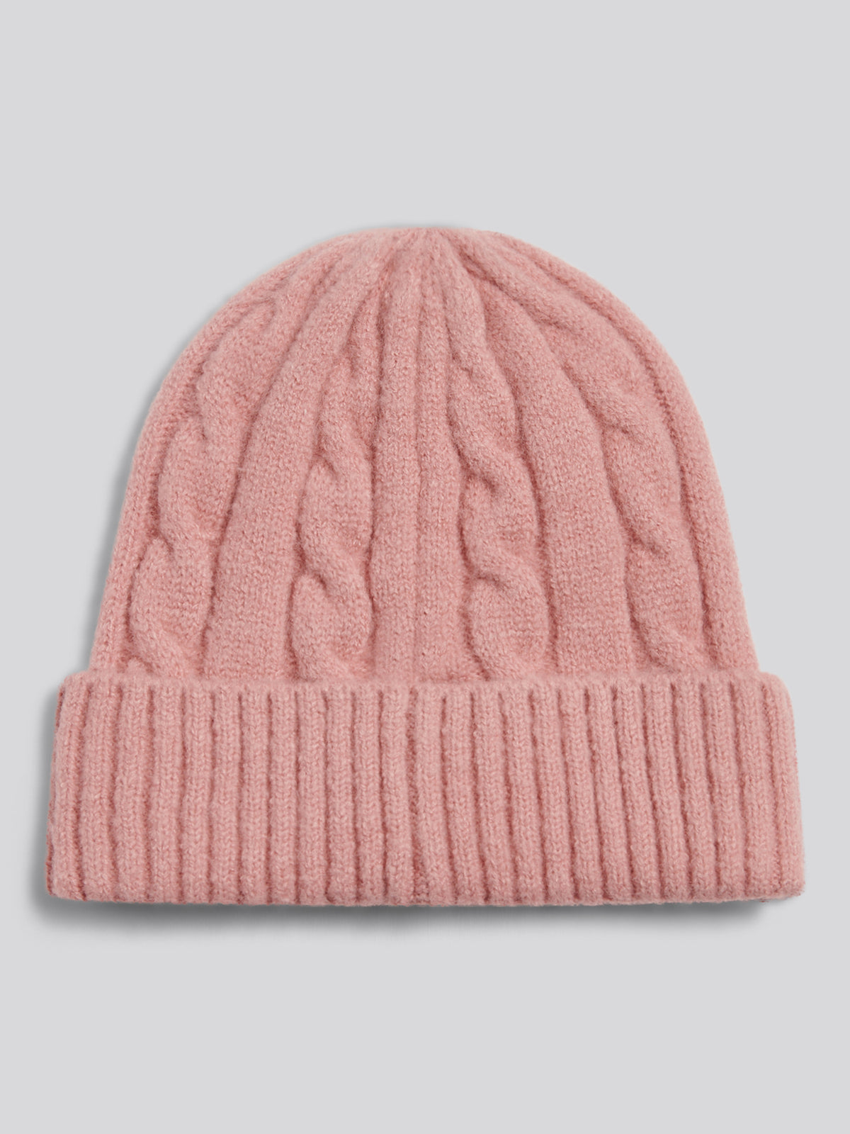 Womens Signature Cable Knit Beanie Pale Mauve
