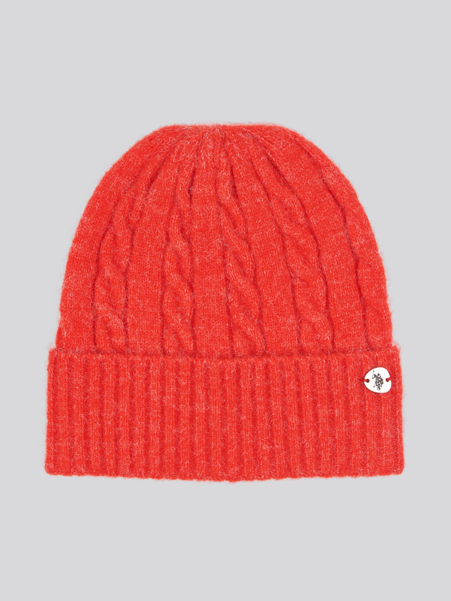 Womens Signature Cable Knit Beanie in Aura Orange