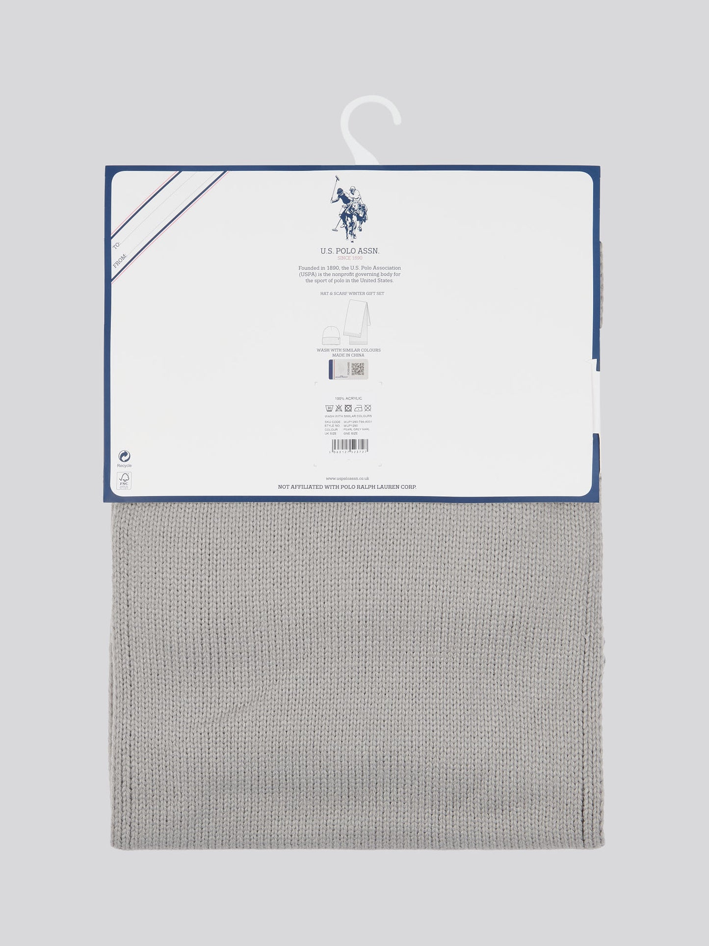 Womens Fair Isle Beanie & Scarf Set in Pearl Grey Marl