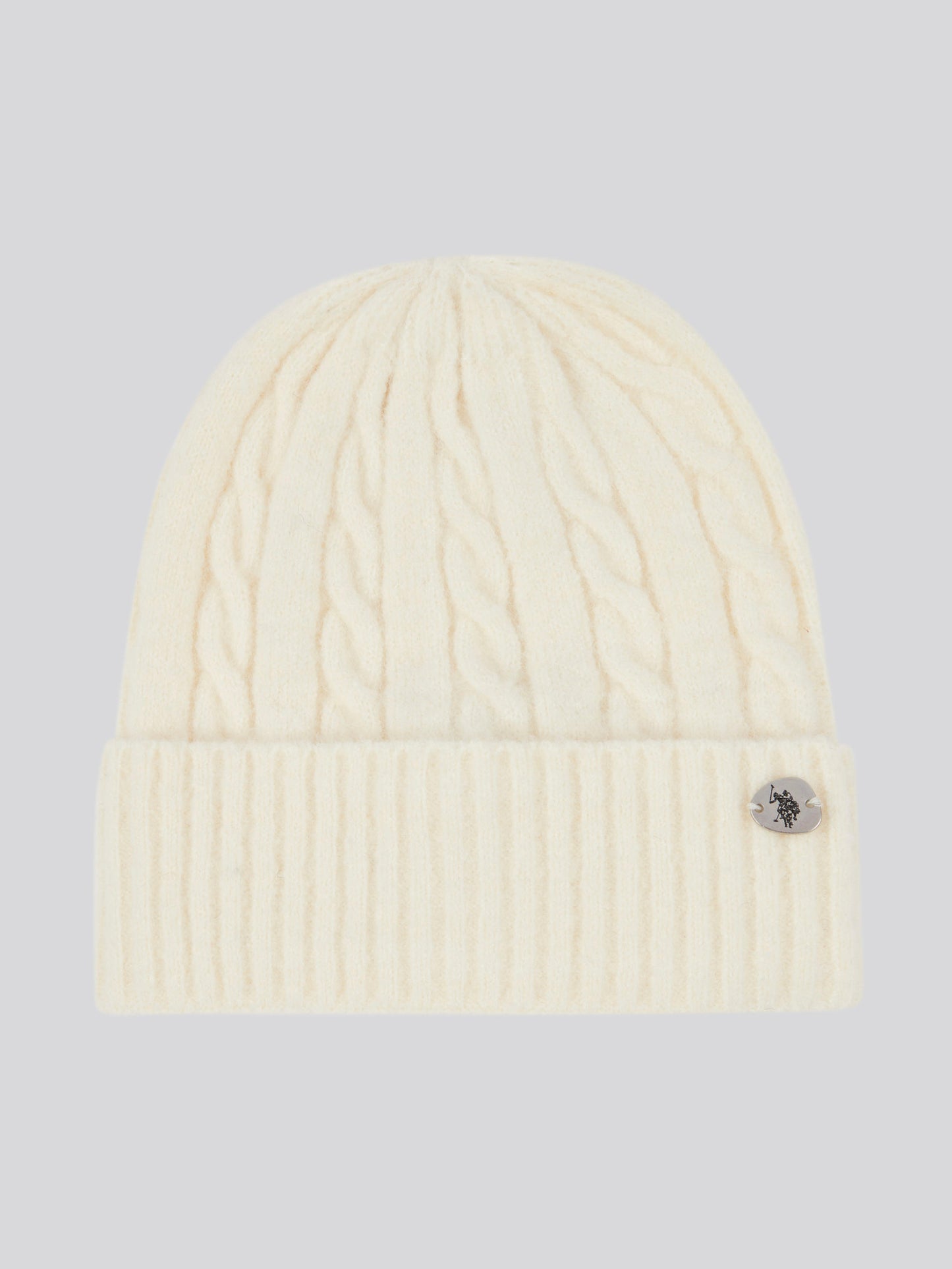 Womens Signature Cable Knit Beanie & Gloves Set in Marshmallow