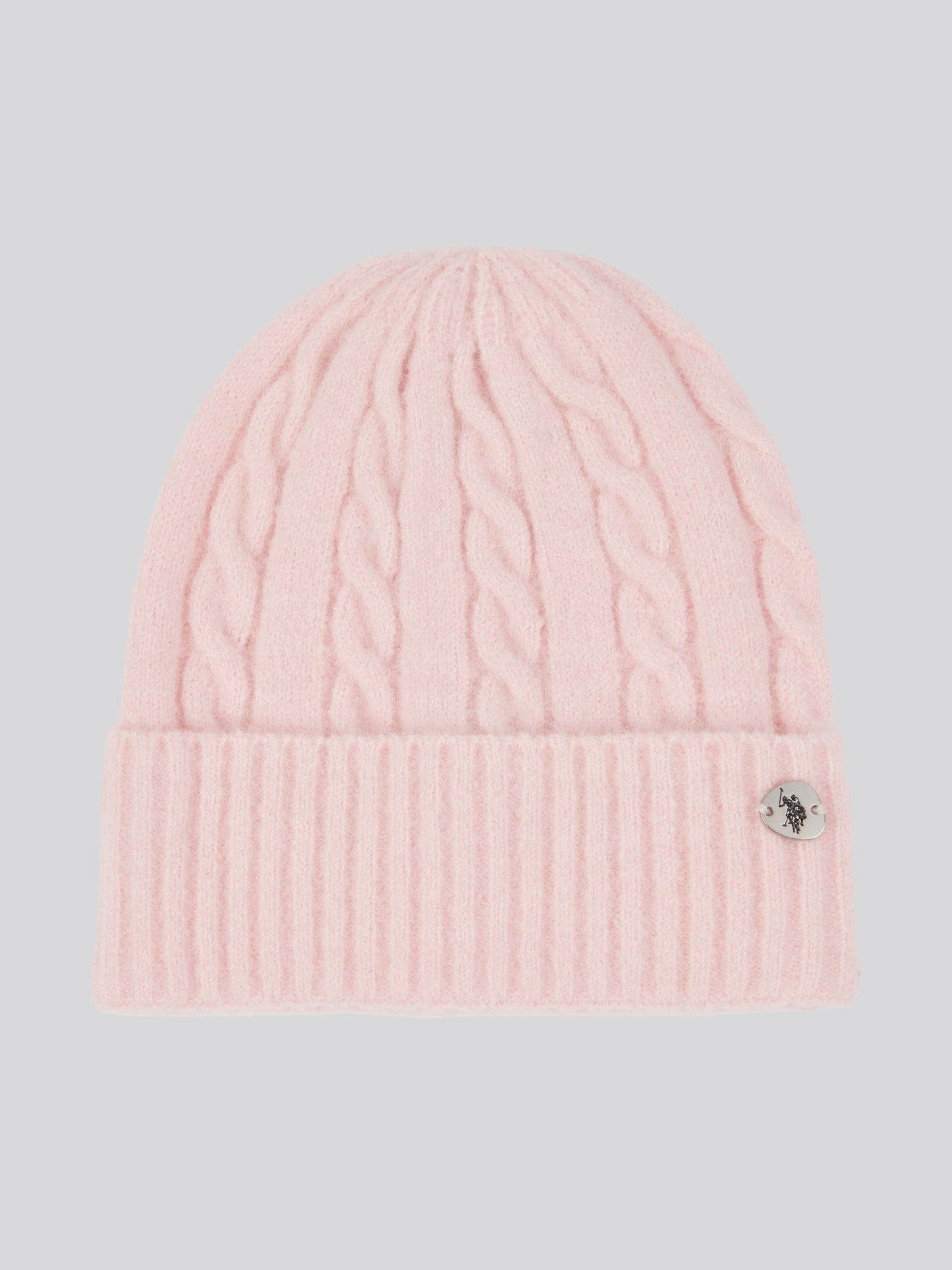 Womens Signature Cable Knit Beanie & Gloves Set in Crystal Rose