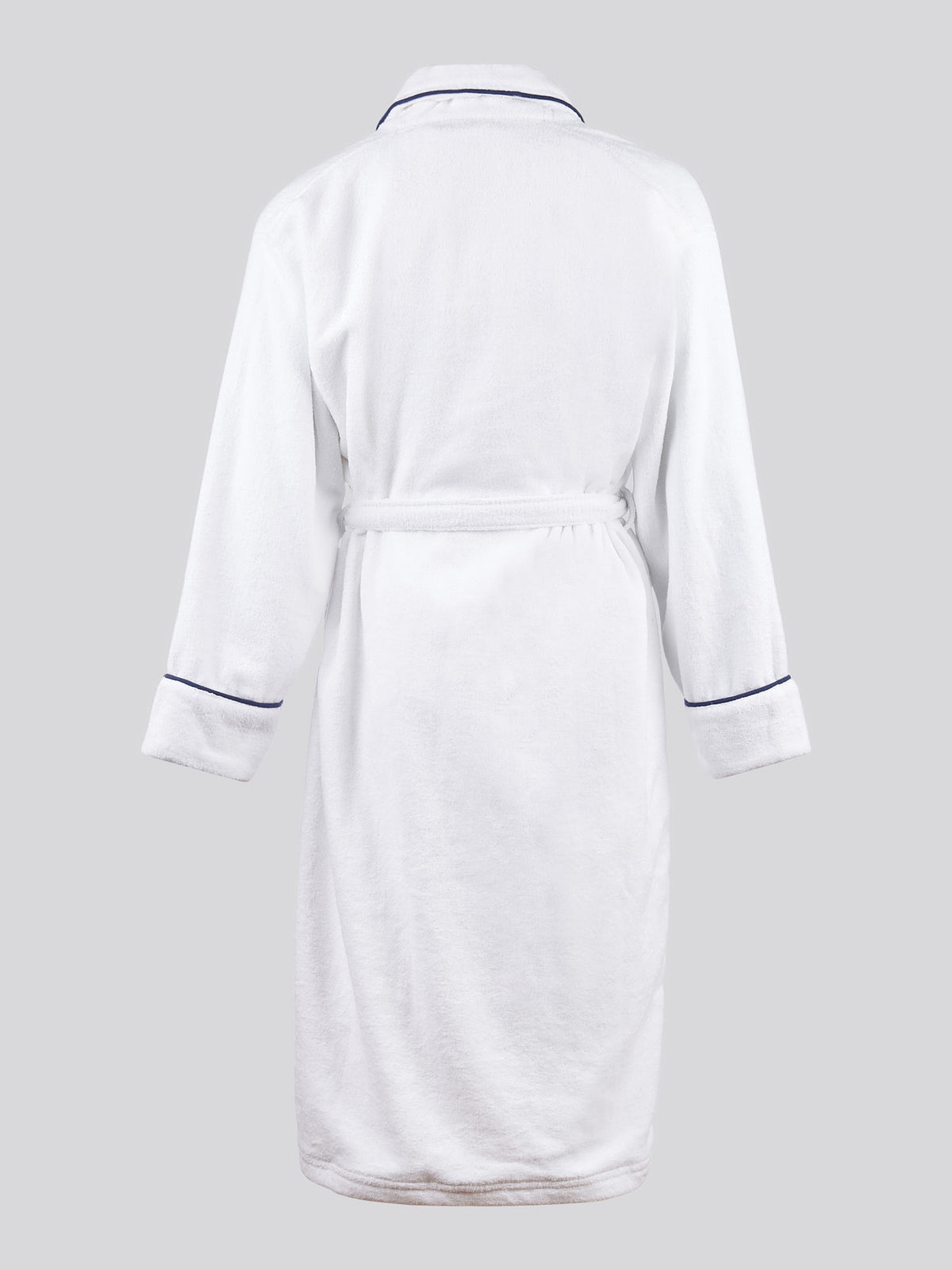 Womens Terry Towelling Piped Bath Robe in Bright White