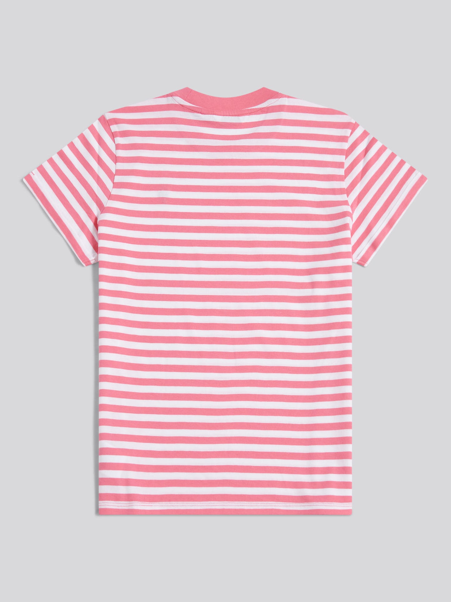 Womens Stripe Crew Neck T-Shirt Bubblegum