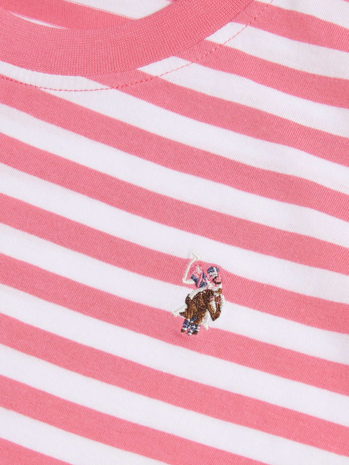 Womens Stripe Crew Neck T-Shirt Bubblegum