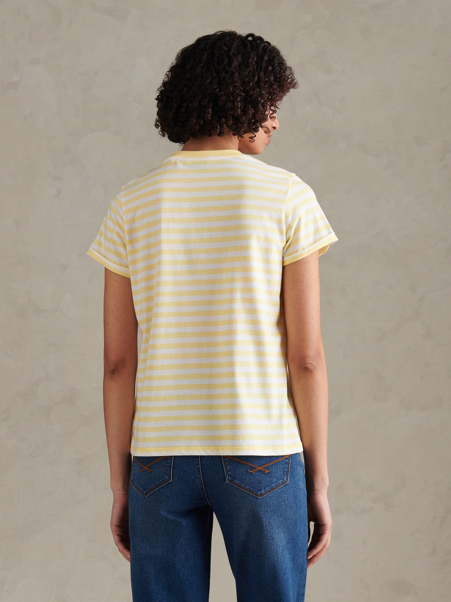Womens Stripe Crew Neck T-Shirt Lemon Meringue