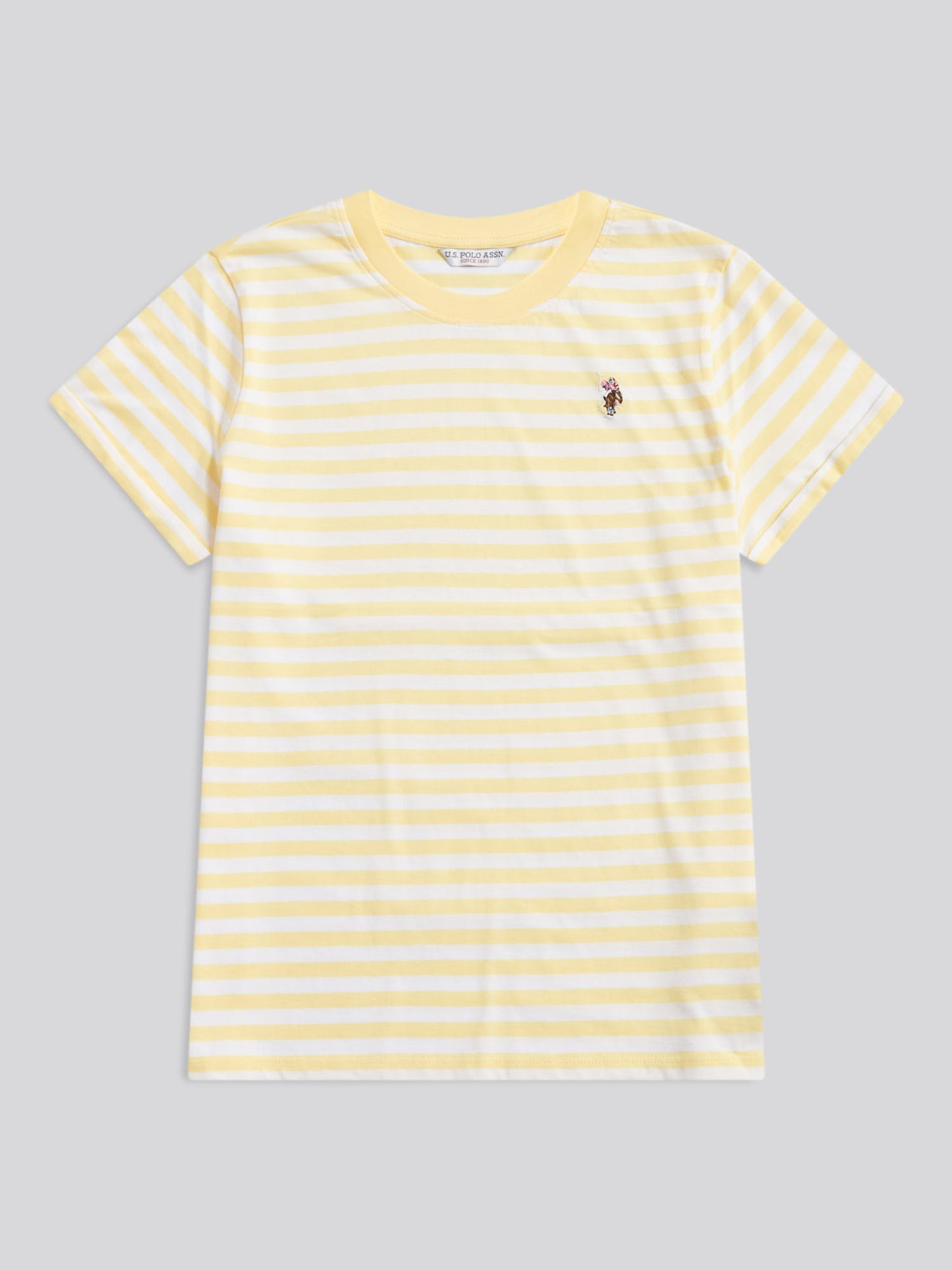 Womens Stripe Crew Neck T-Shirt Lemon Meringue