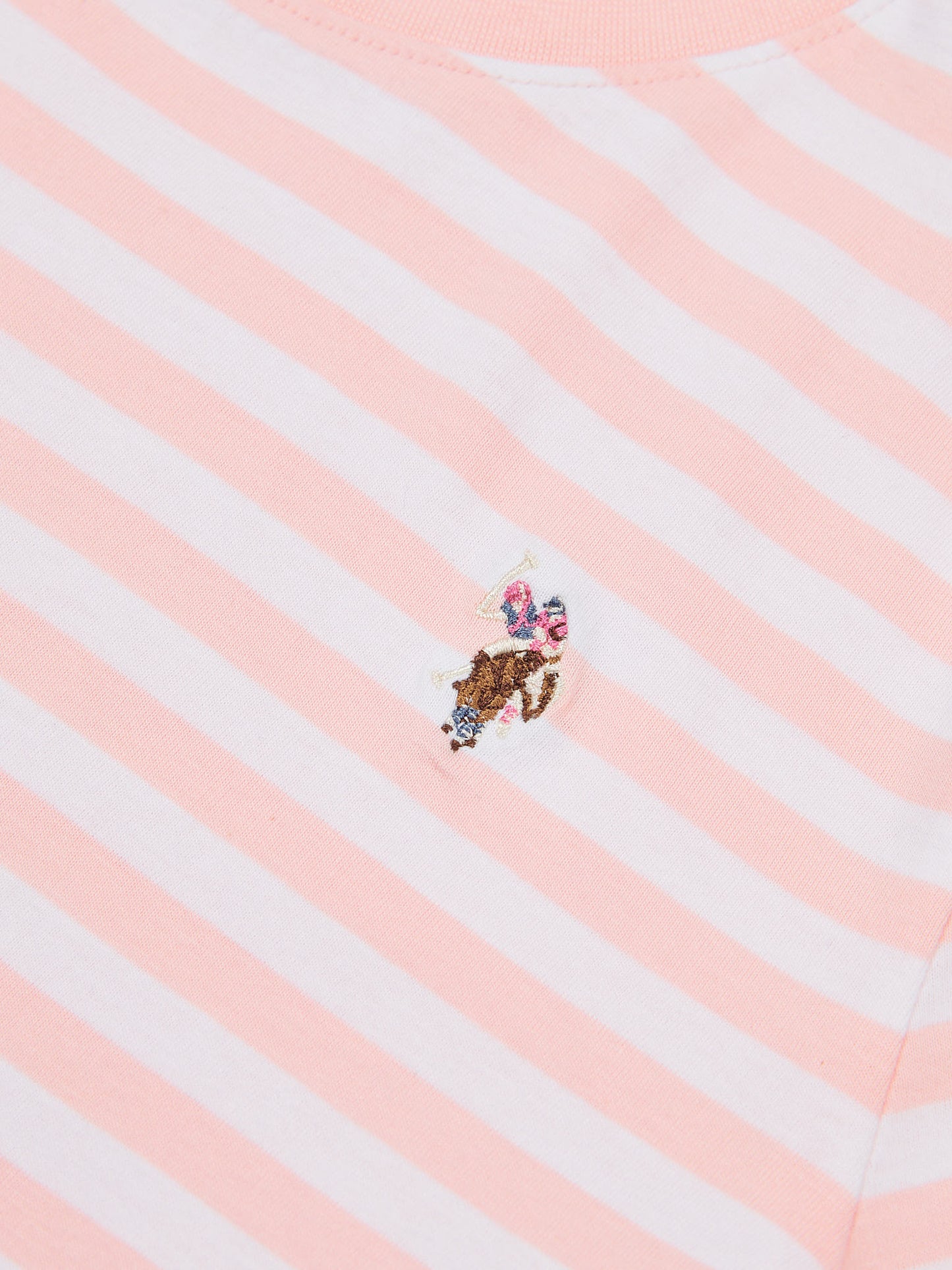 Womens Stripe Crew Neck T-Shirt in Crystal Rose